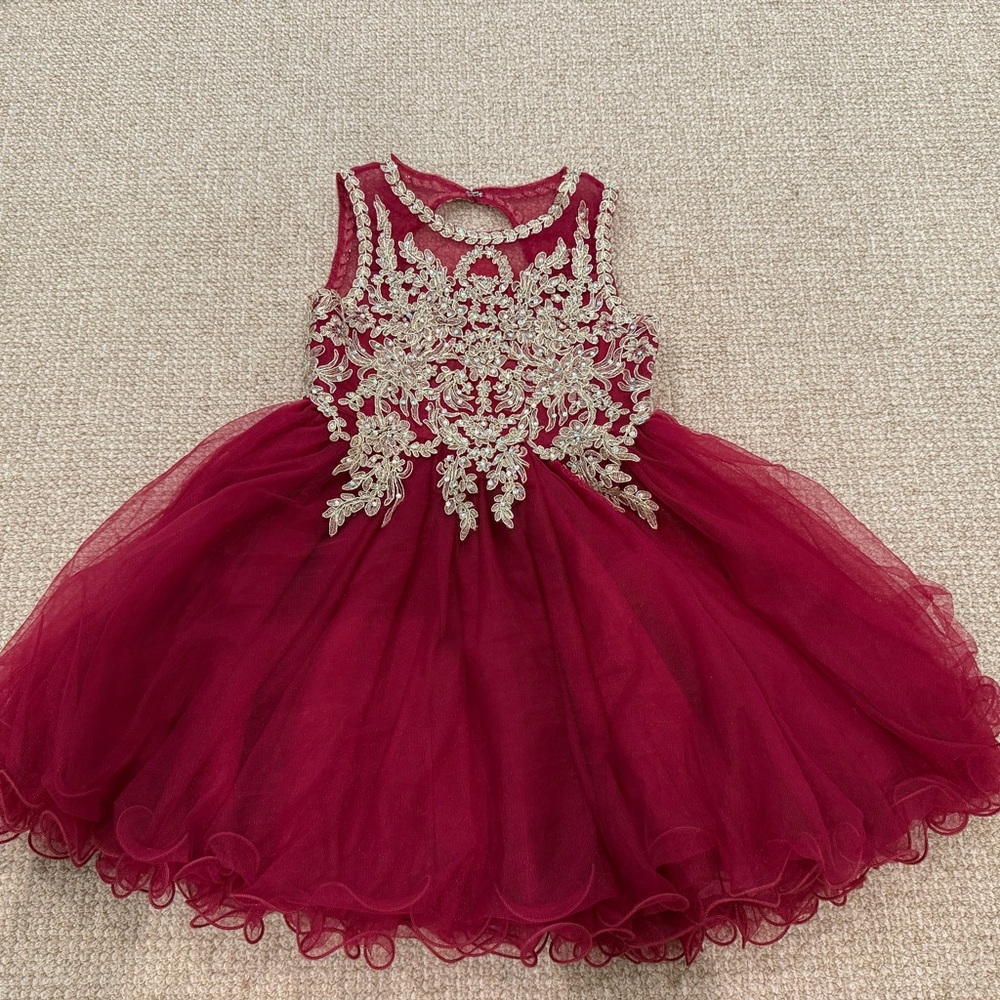 Rare Editions Burgundy and Gold Holiday Kids Dress size 7